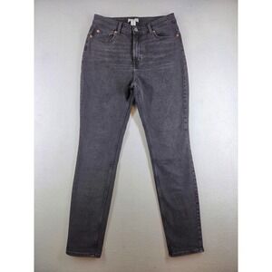 HM Womens High Waisted Skinny Jeans Washed Black Size 8 Denim Pants
